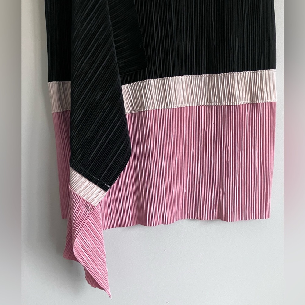 ALFANI Black, Blush & Ivory Asymmetrical Wrap Detail Pleated Midi Skirt Size S - Picture 4 of 9